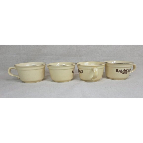 Pfaltzgraff Village Coffee Cups Set of 4 – Vintage Stoneware 1970s Brown Floral - Picture 6 of 12